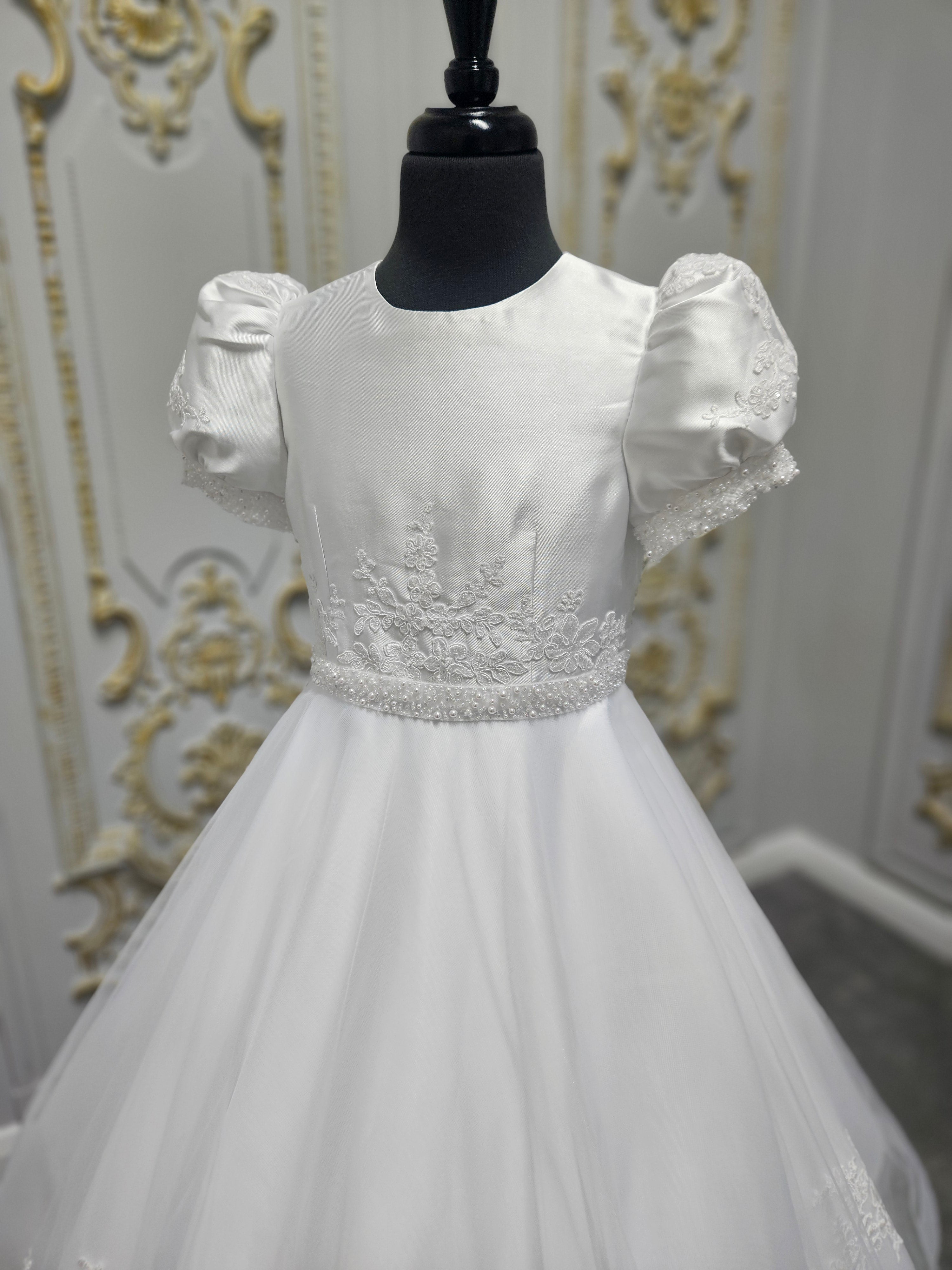 Isabella Girls White Communion Dress:- IS26304