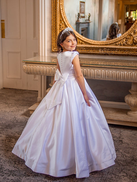 Crystal & Pearl Juliette White Communion Dress (Satin Skirt)