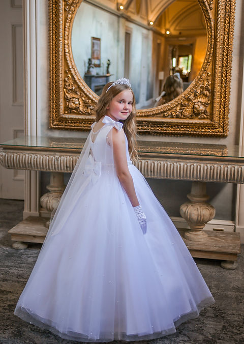 Crystal & Pearl Zaria White Communion Dress (Tulle Skirt)