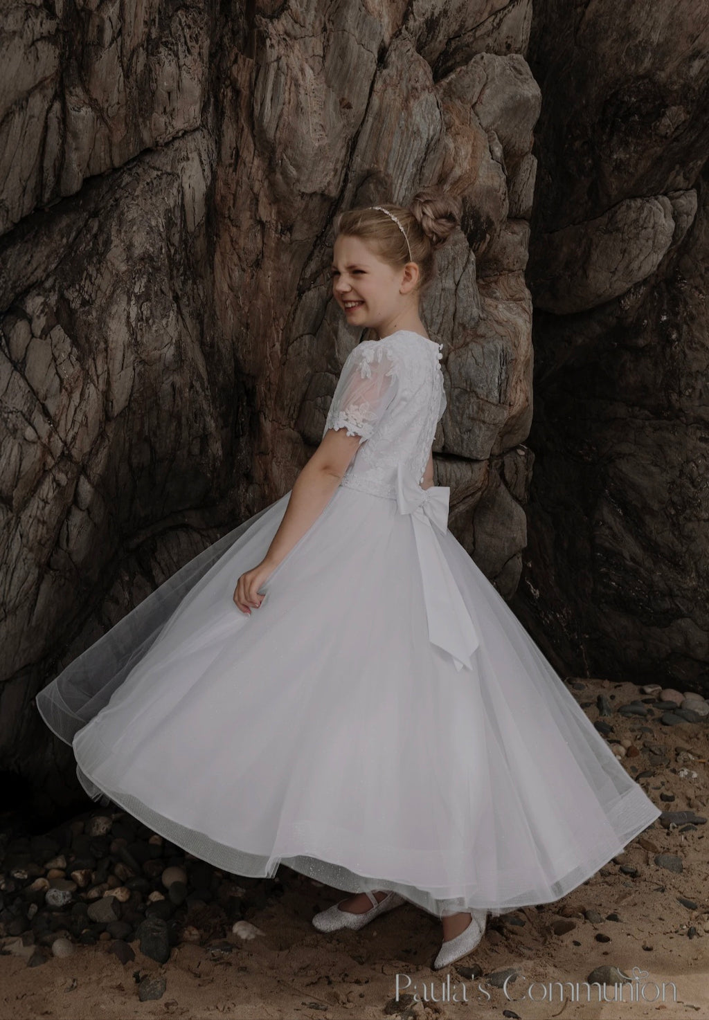 Paula's Communion Girls White Communion Dress:- PJ104