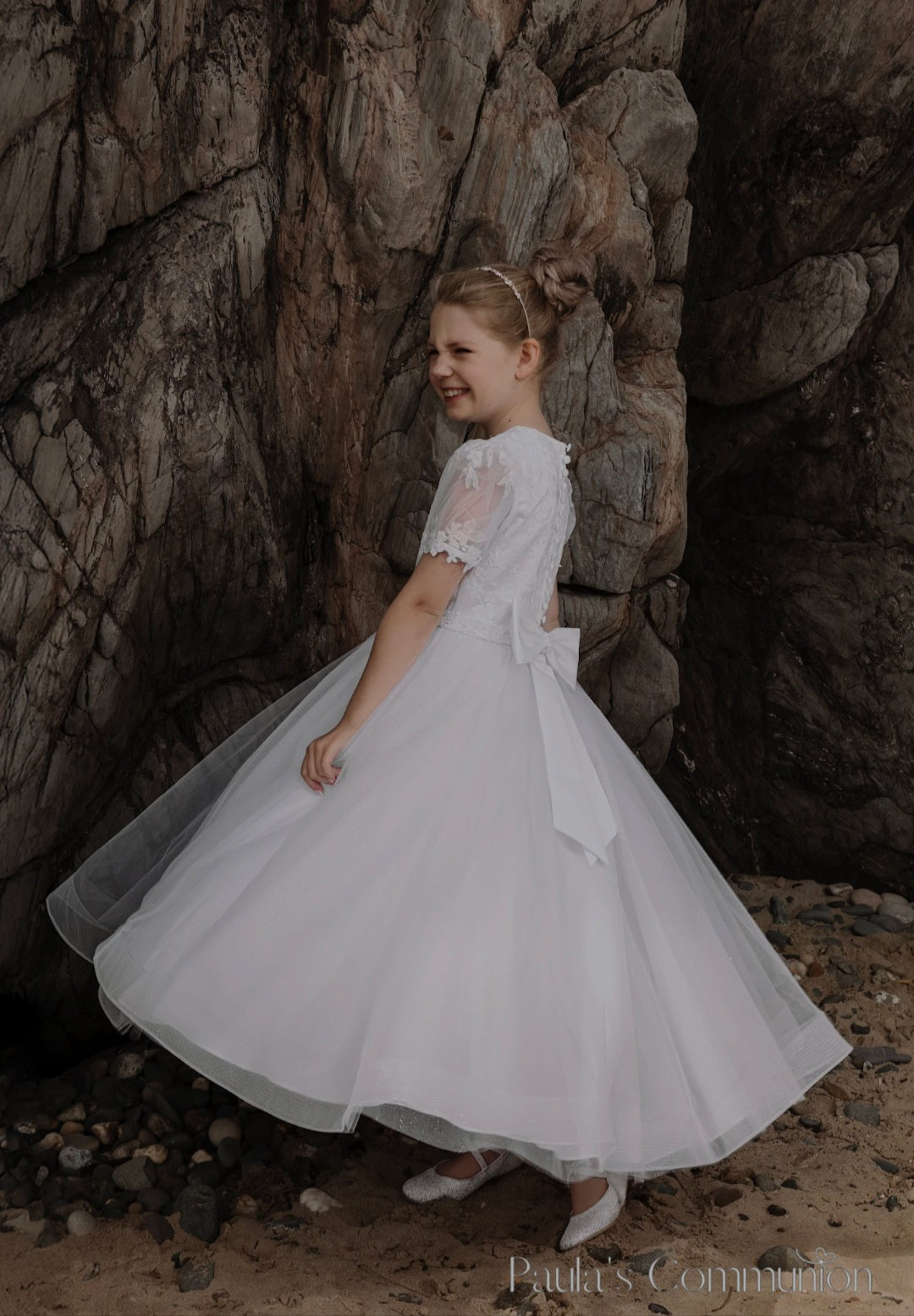 Paula's Communion Girls White Communion Dress:- PJ104