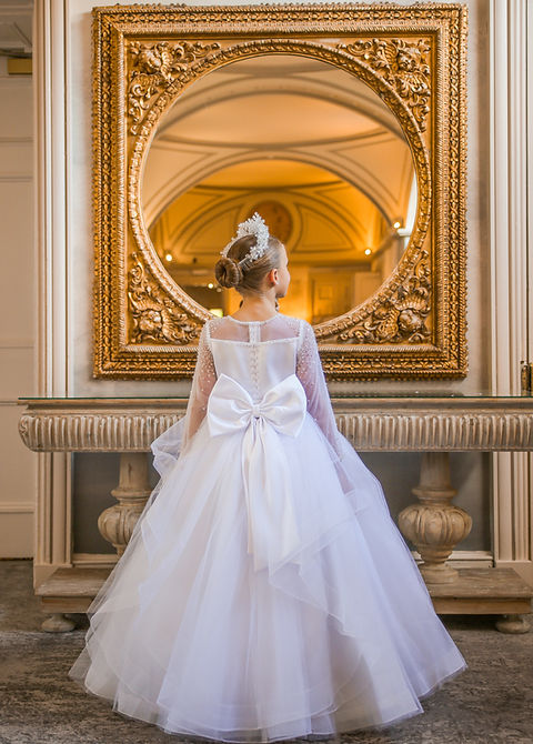Crystal & Pearl Karolina White Communion Dress (Tulle Skirt)
