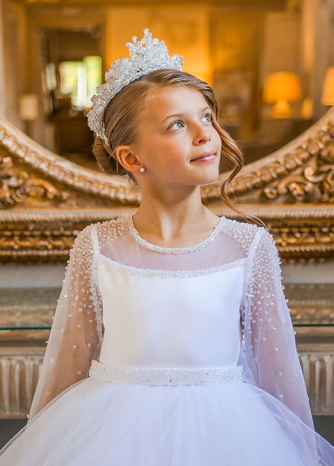 Crystal & Pearl Karolina White Communion Dress (Tulle Skirt)