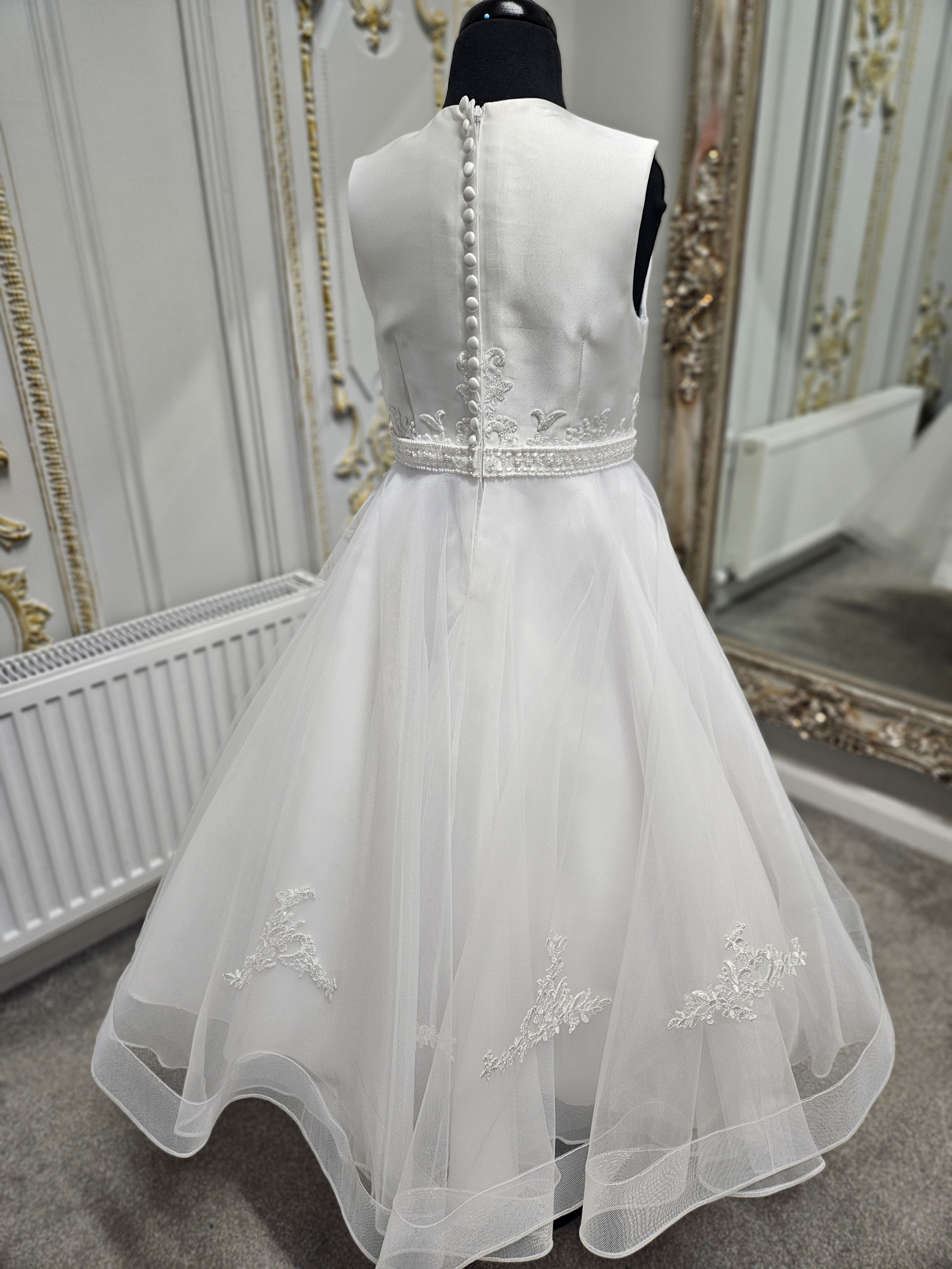 SALE COMMUNION DRESS KOKO Girls White Communion Dress:- KO25830/832 AGE 6, 7 & 8