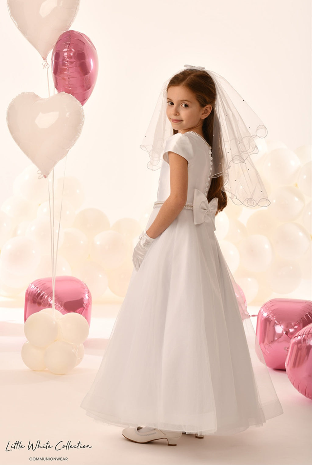 Little White Collection White Communion Dress:- LWCD228