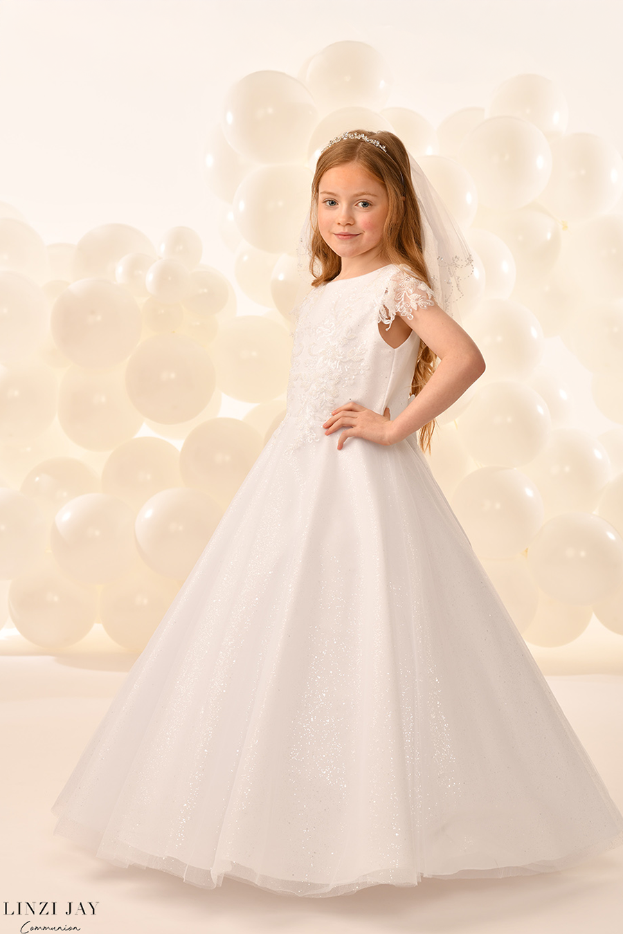 Linzi Jay Girls White Communion Dress:- Karla