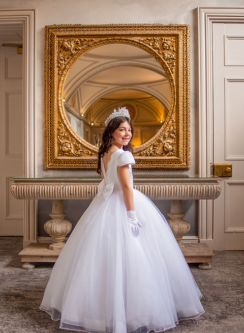 Crystal & Pearl Emilie White Communion Dress (Tulle Skirt)