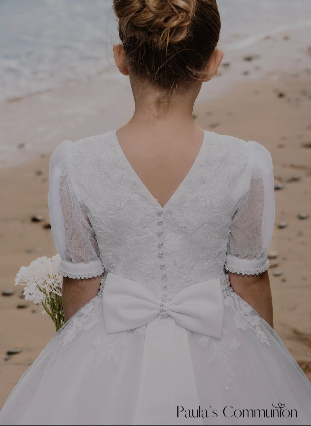 Paula's Communion Girls White Communion Dress:- PJ101