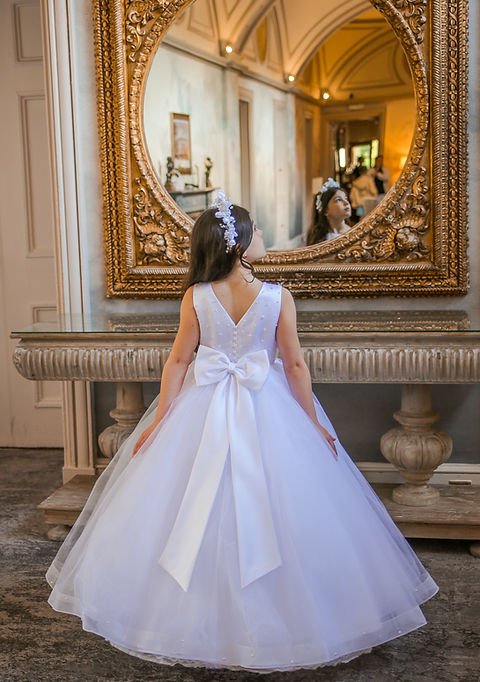 Crystal & Pearl Ocean White Communion Dress (Tulle Skirt)
