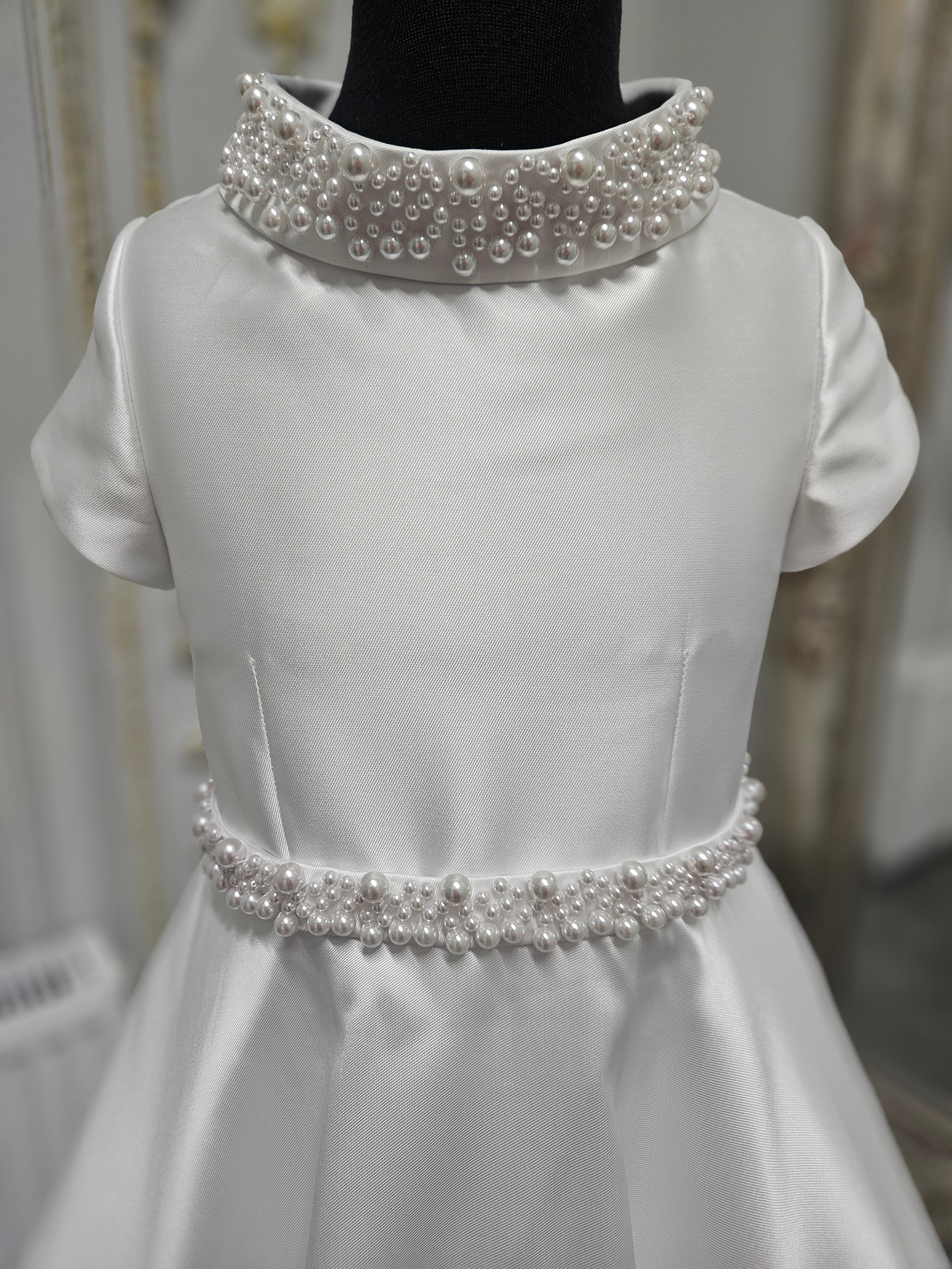 SALE COMMUNION DRESS KOKO Girls White Communion Dress:- KO25834 Age 6 & 7