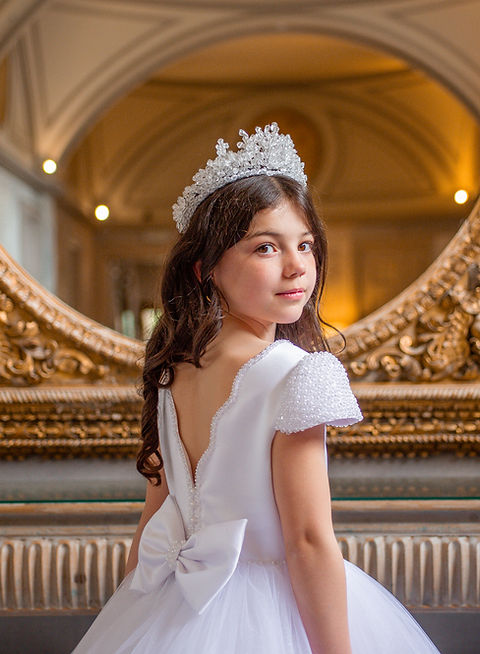 Crystal & Pearl Emilie White Communion Dress (Tulle Skirt)