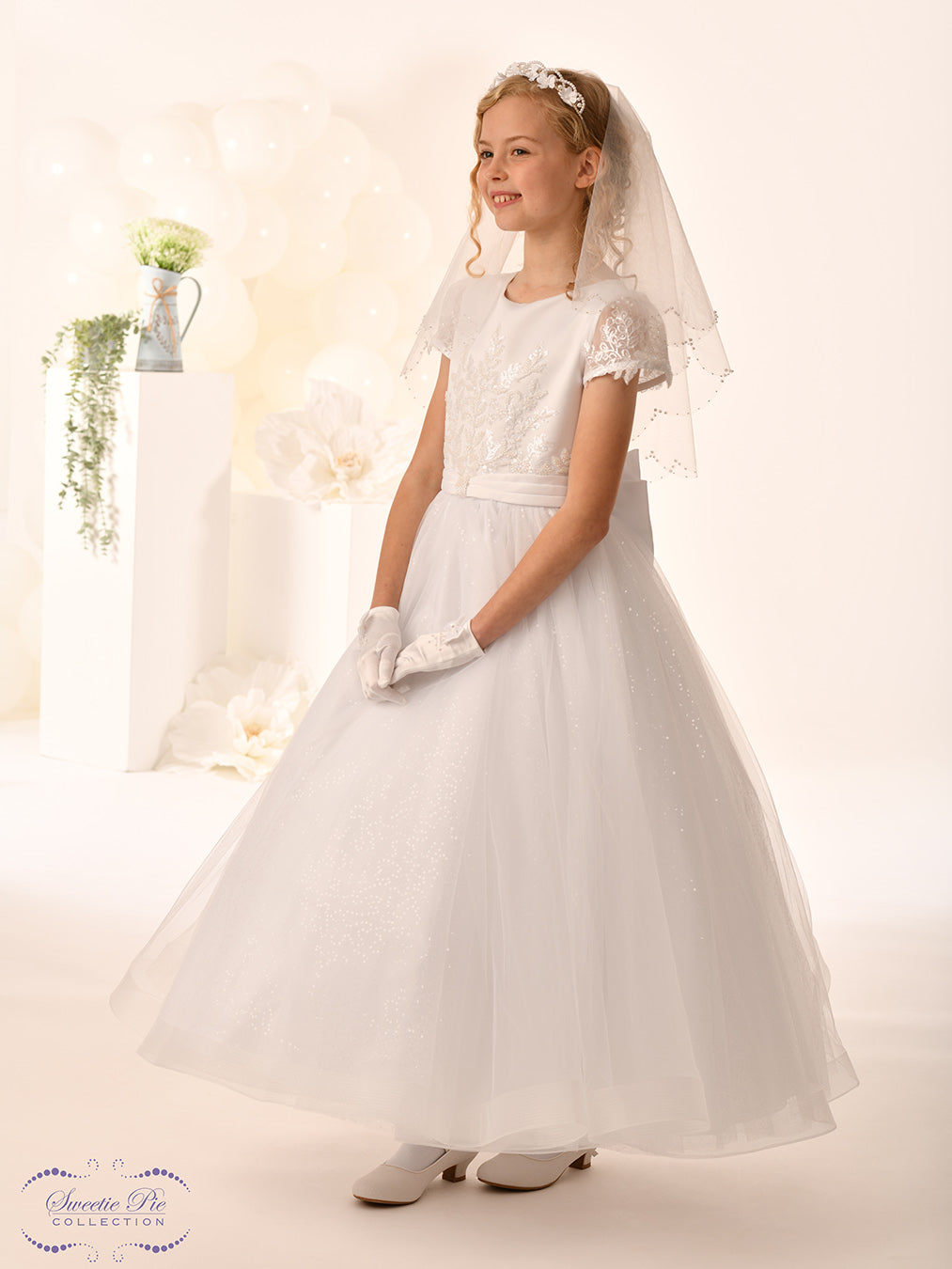 Sweetie Pie Girls White Communion Dress:- 5047