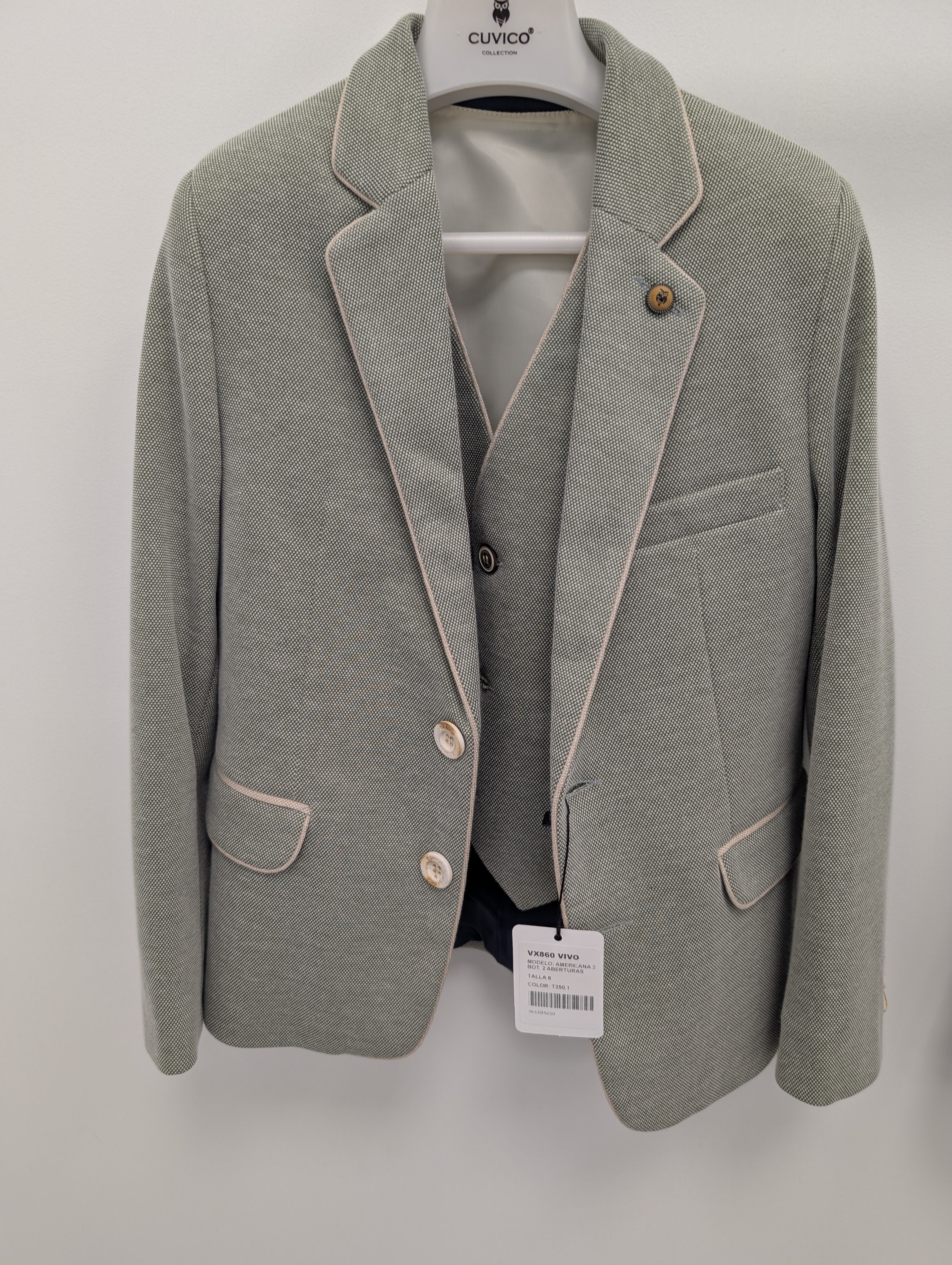 Cuvico Boys Green Cream outline Blazer