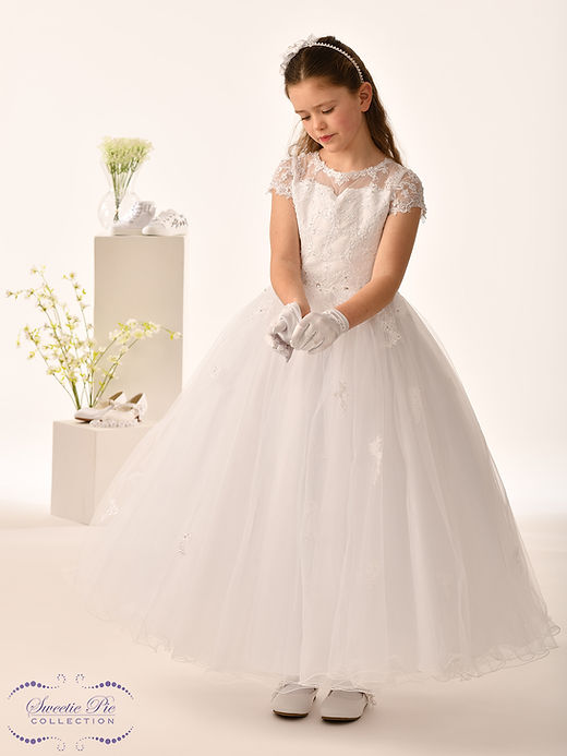 Sweetie Pie Girls White Communion Dress:- 5028