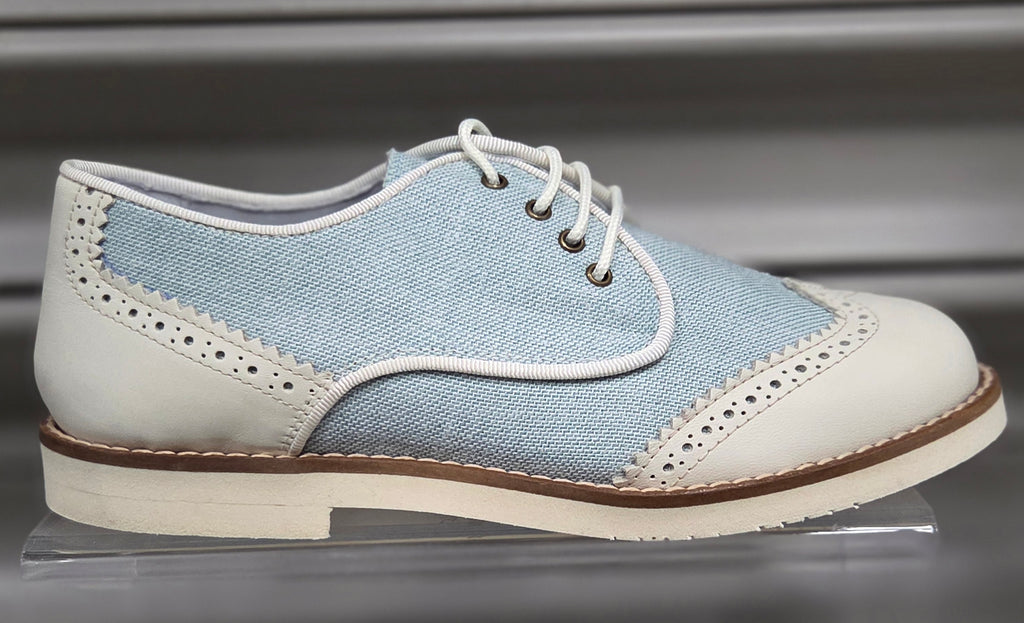 Boys Shoe Gux 2 Tone Brogue Beige & Green