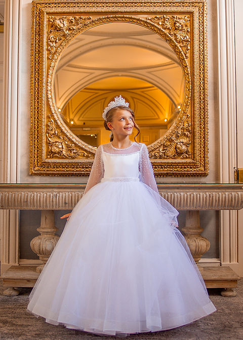 Crystal & Pearl Karolina White Communion Dress (Tulle Skirt)