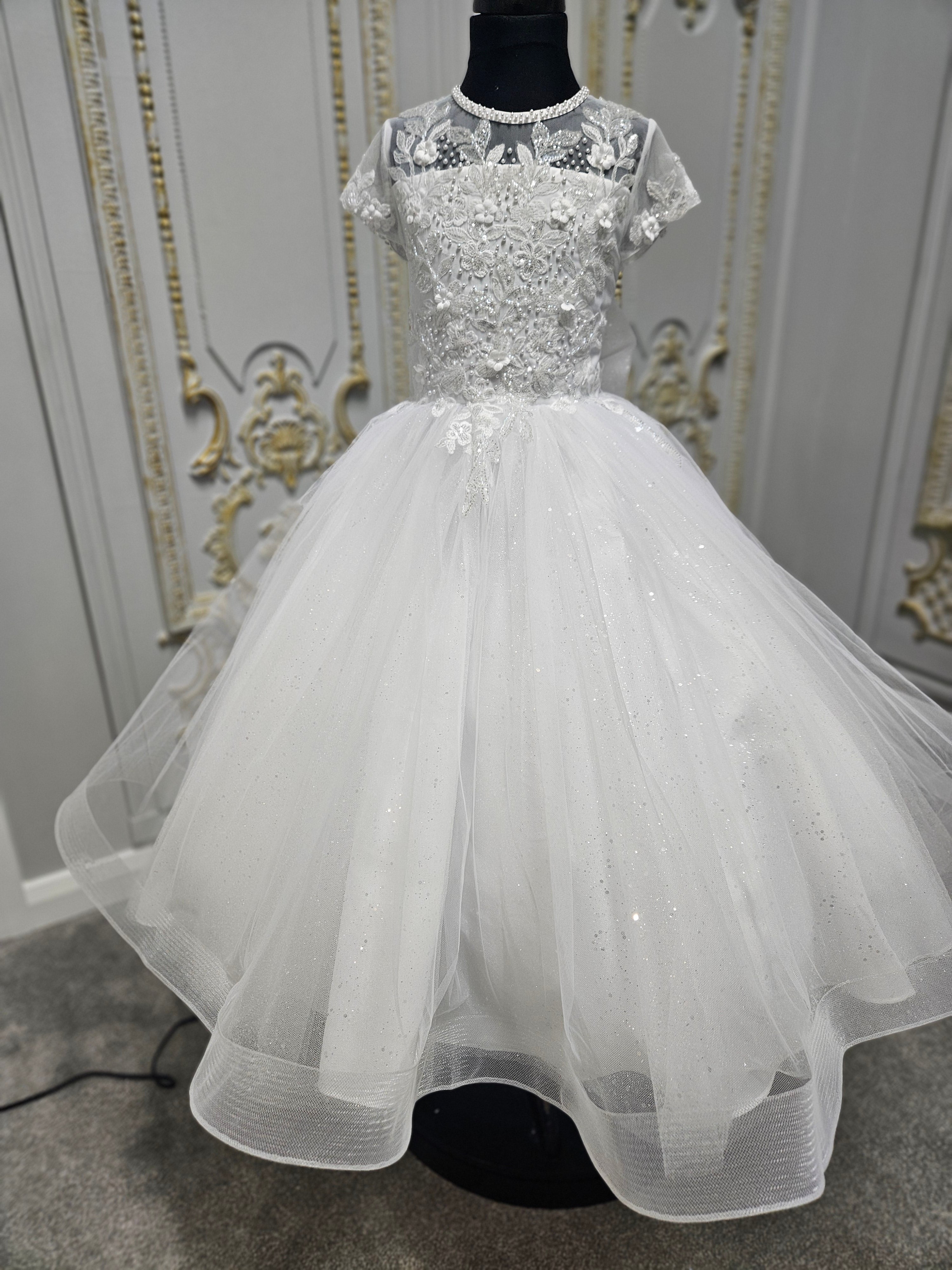 Rosa Bella By Sweetie Pie Girls White Communion Dress:- RB686