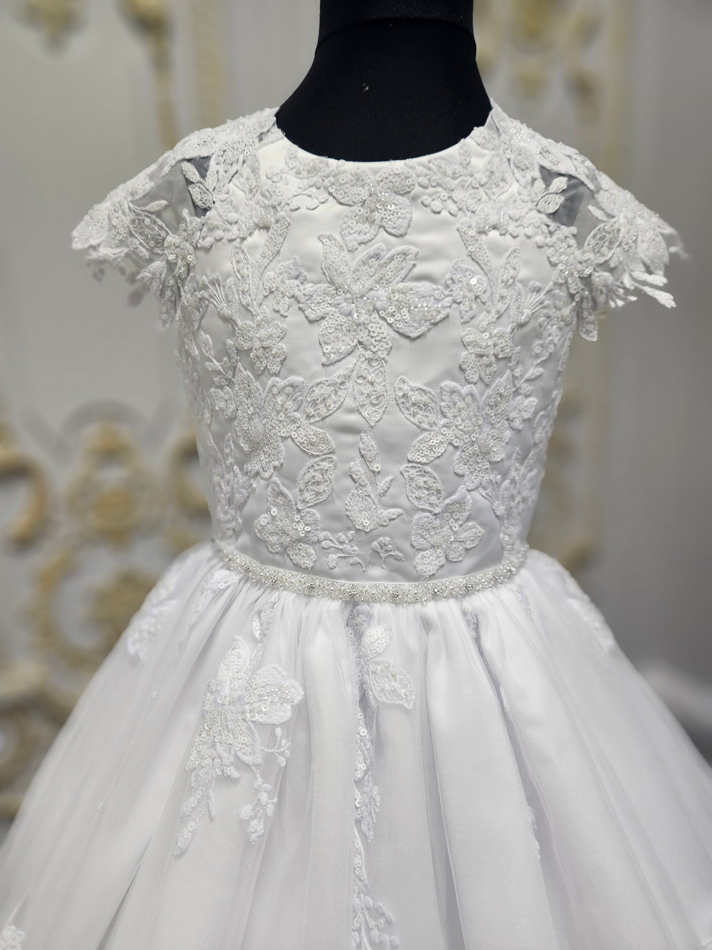Rosa Bella By Sweetie Pie Girls White Communion Dress:- RB685