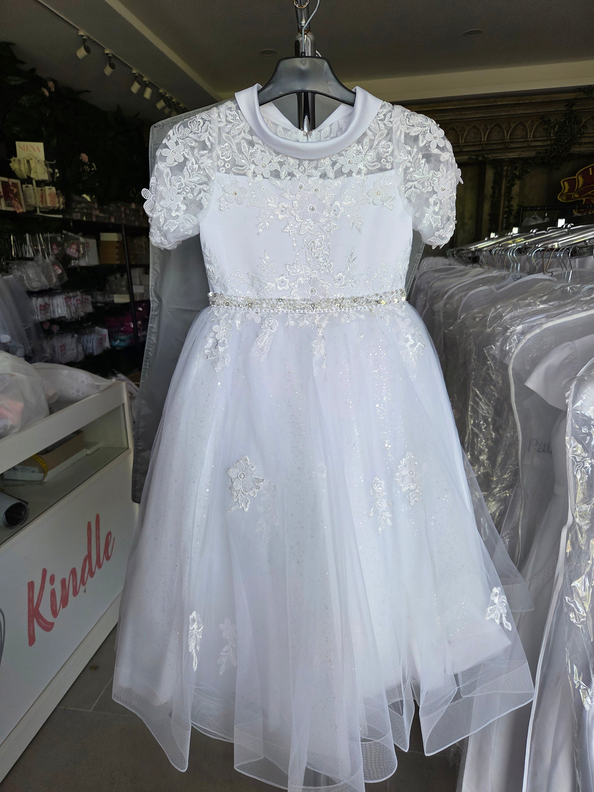 SALE COMMUNION DRESS KINDLE EXCLUSIVE Rosa Bella By Sweetie Pie Girls White Communion Dress:- RB651 KD