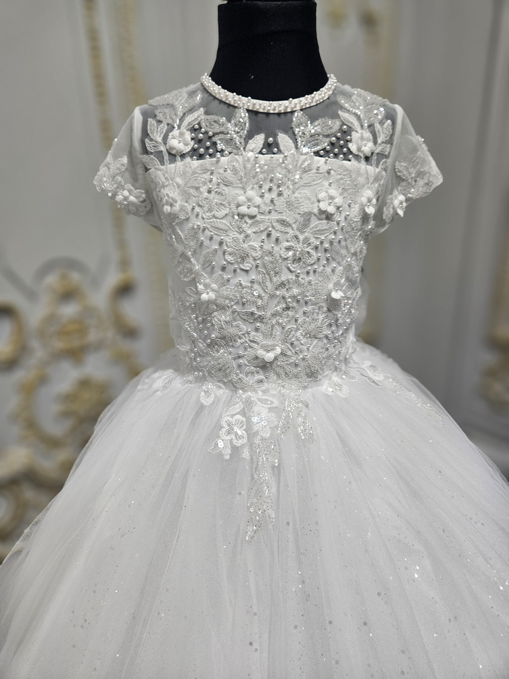 Rosa Bella By Sweetie Pie Girls White Communion Dress:- RB686