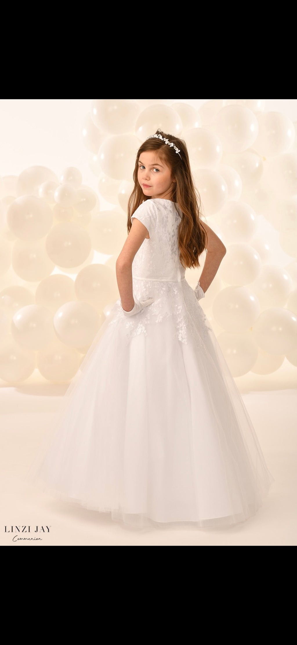 Linzi Jay Girls White Communion Dress:- Nancy