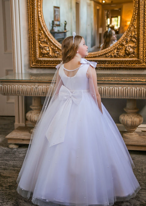 Crystal & Pearl Zaria White Communion Dress (Tulle Skirt)