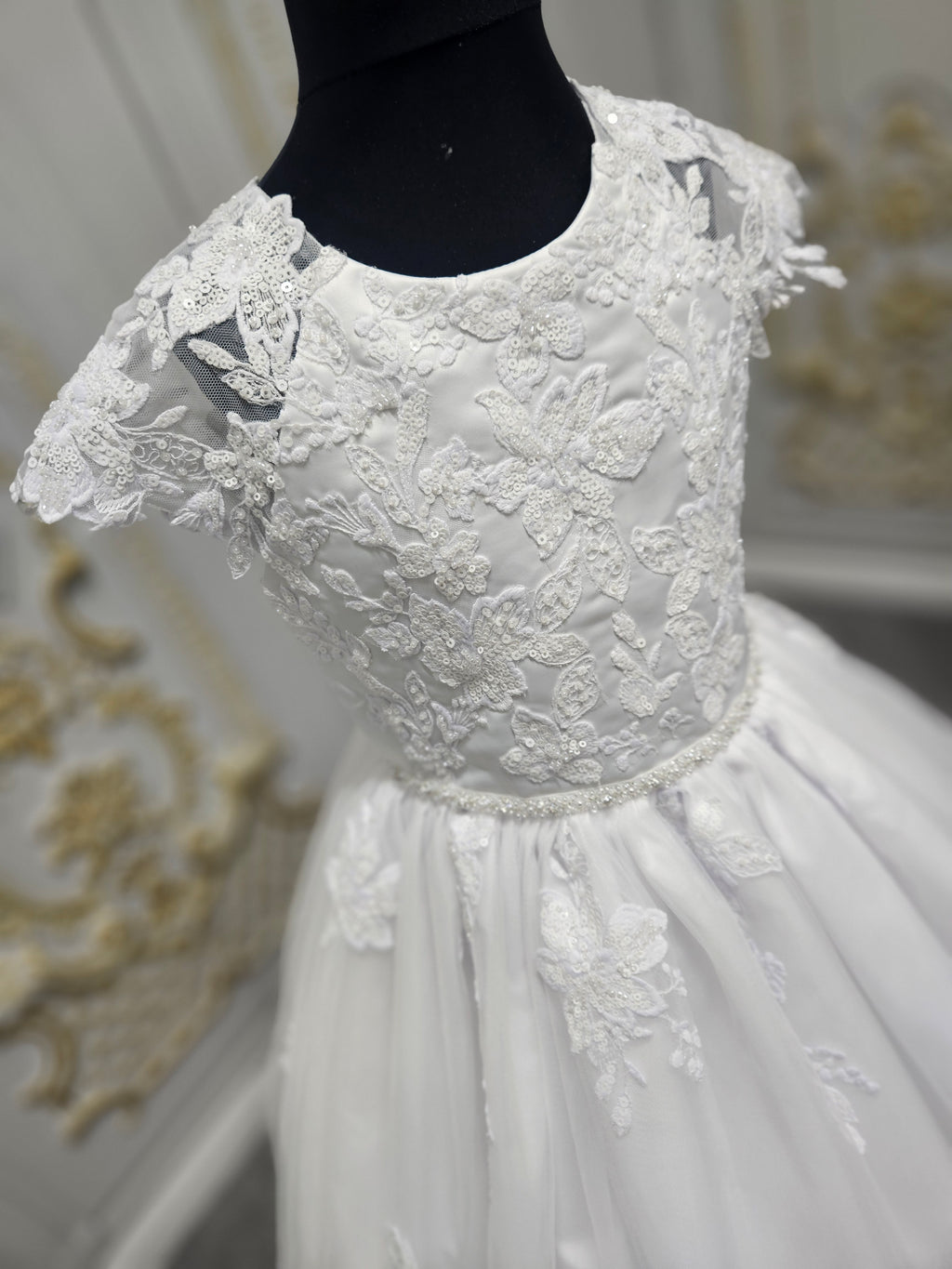 Rosa Bella By Sweetie Pie Girls White Communion Dress:- RB685