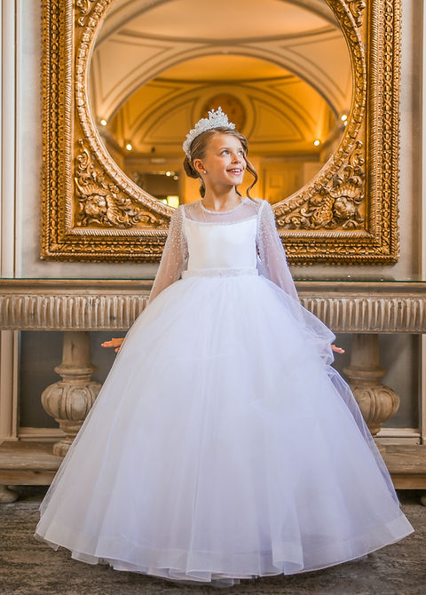 Crystal & Pearl Karolina White Communion Dress (Tulle Skirt)