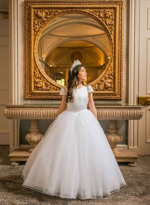 Crystal & Pearl Emilie White Communion Dress (Tulle Skirt)