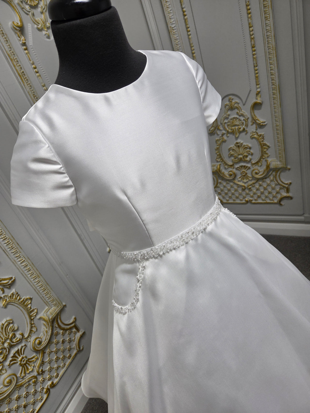Isabella Girls White Communion Dress:- IS27446