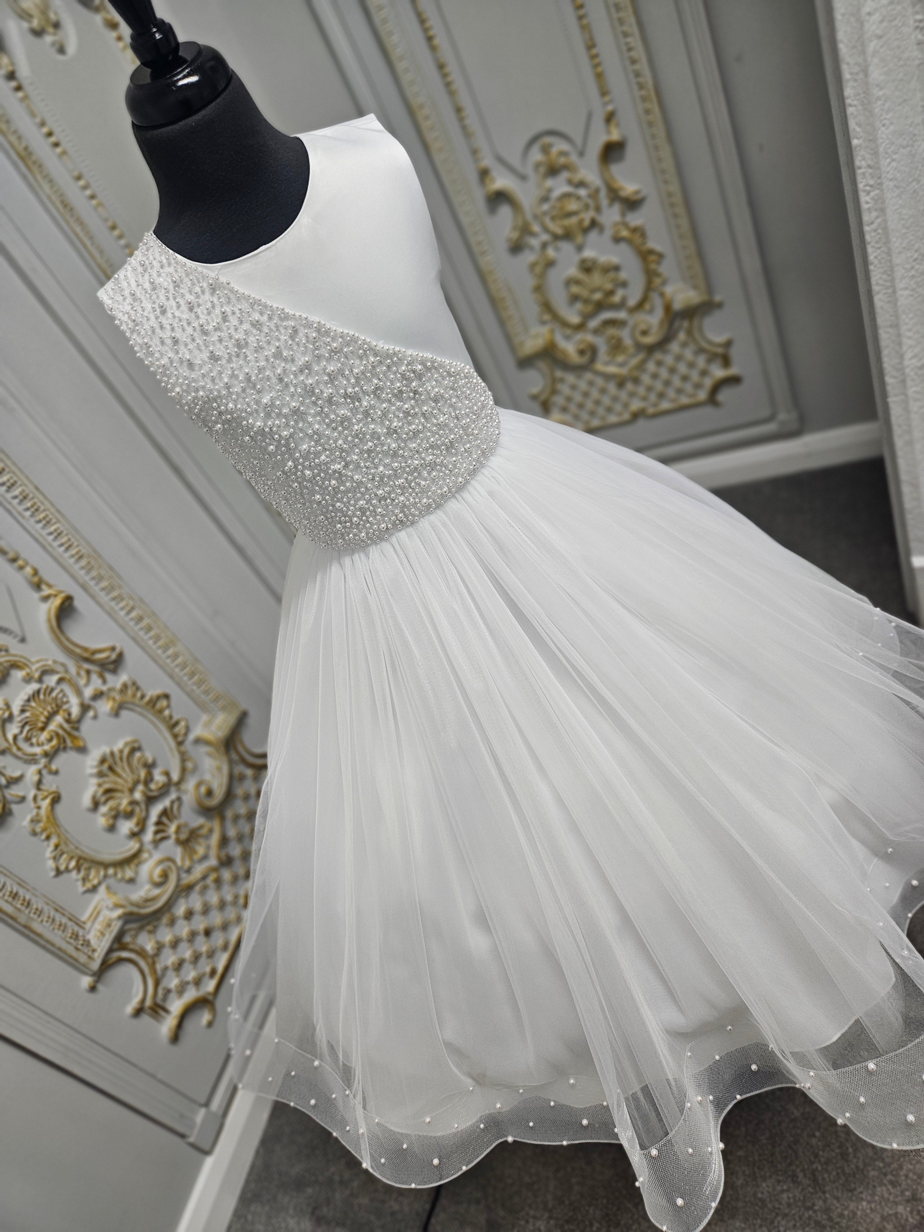 Rosa Bella By Sweetie Pie Girls White Communion Dress:- RB687