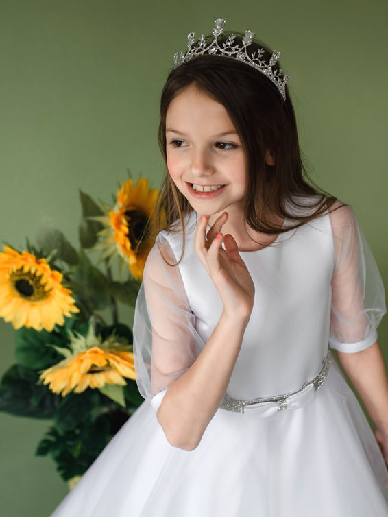 SALE COMMUNION DRESS Linzi Jay Girls White Communion Dress:- Skylar