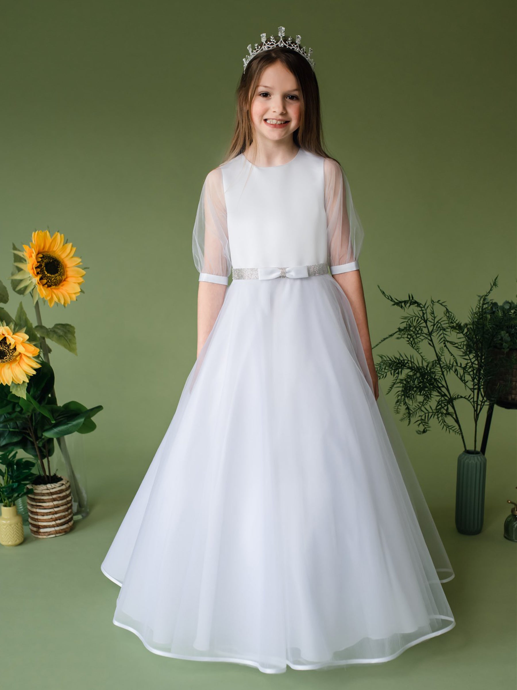 SALE COMMUNION DRESS Linzi Jay Girls White Communion Dress:- Skylar