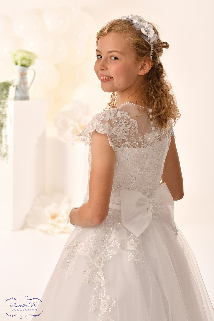 Sweetie Pie Girls White Communion Dress:- 5039