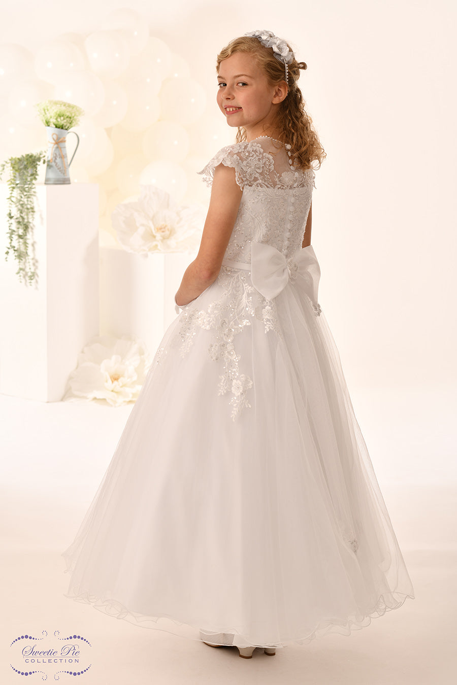 Sweetie Pie Girls White Communion Dress:- 5039