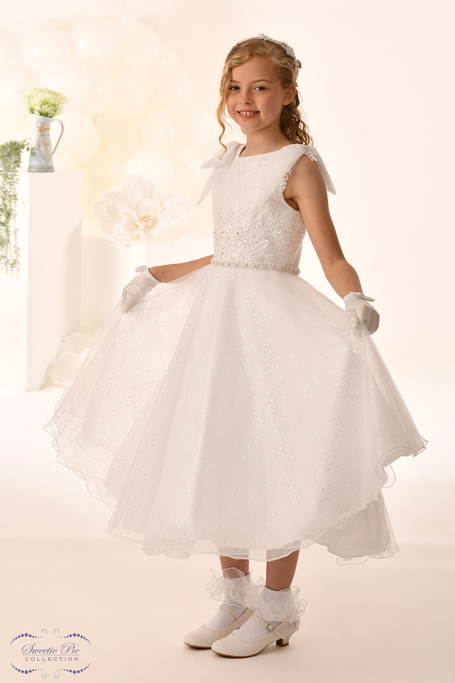 Sweetie Pie Girls White Communion Dress:- 5040