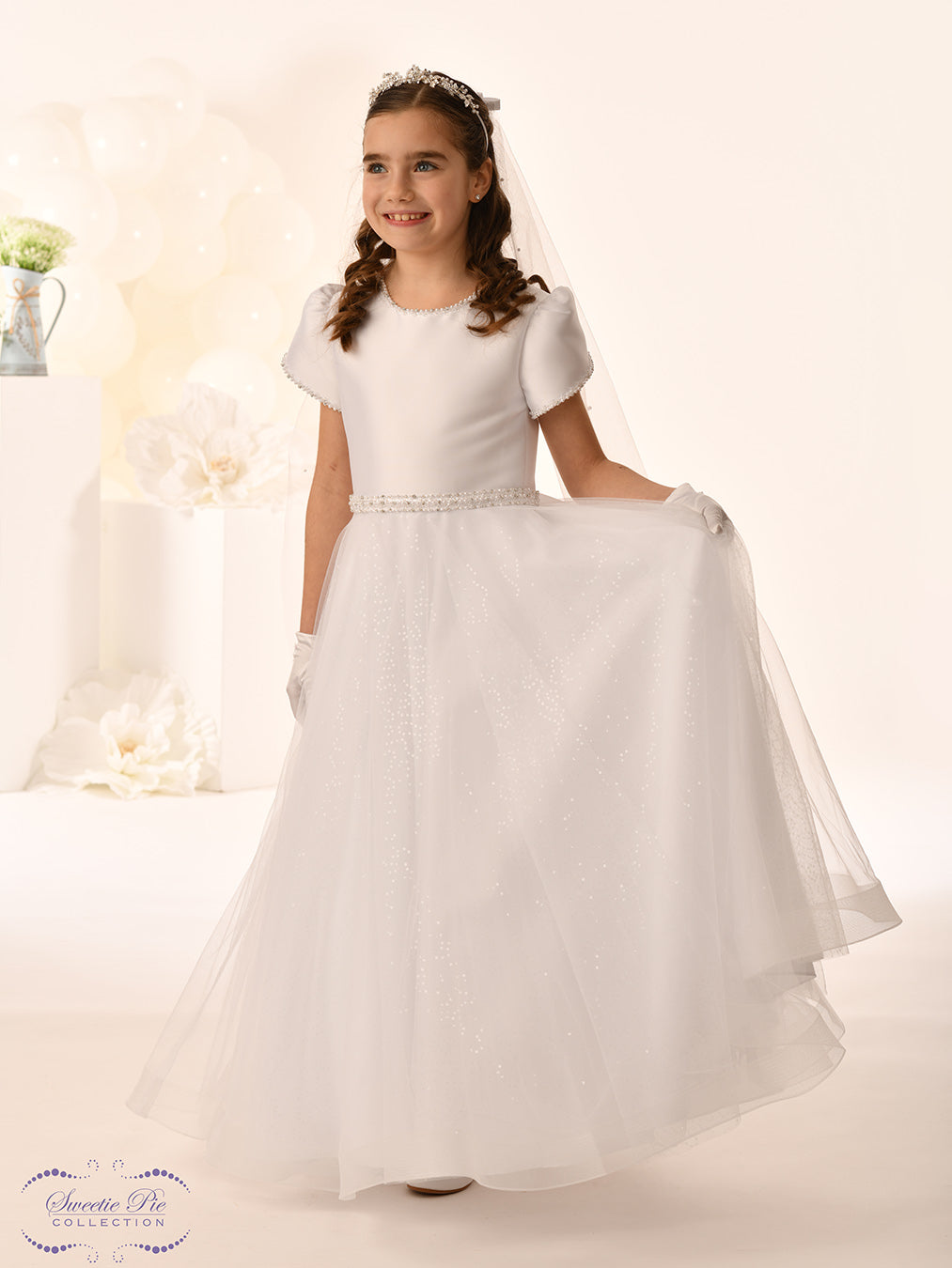 Sweetie Pie Girls White Communion Dress:- 5041