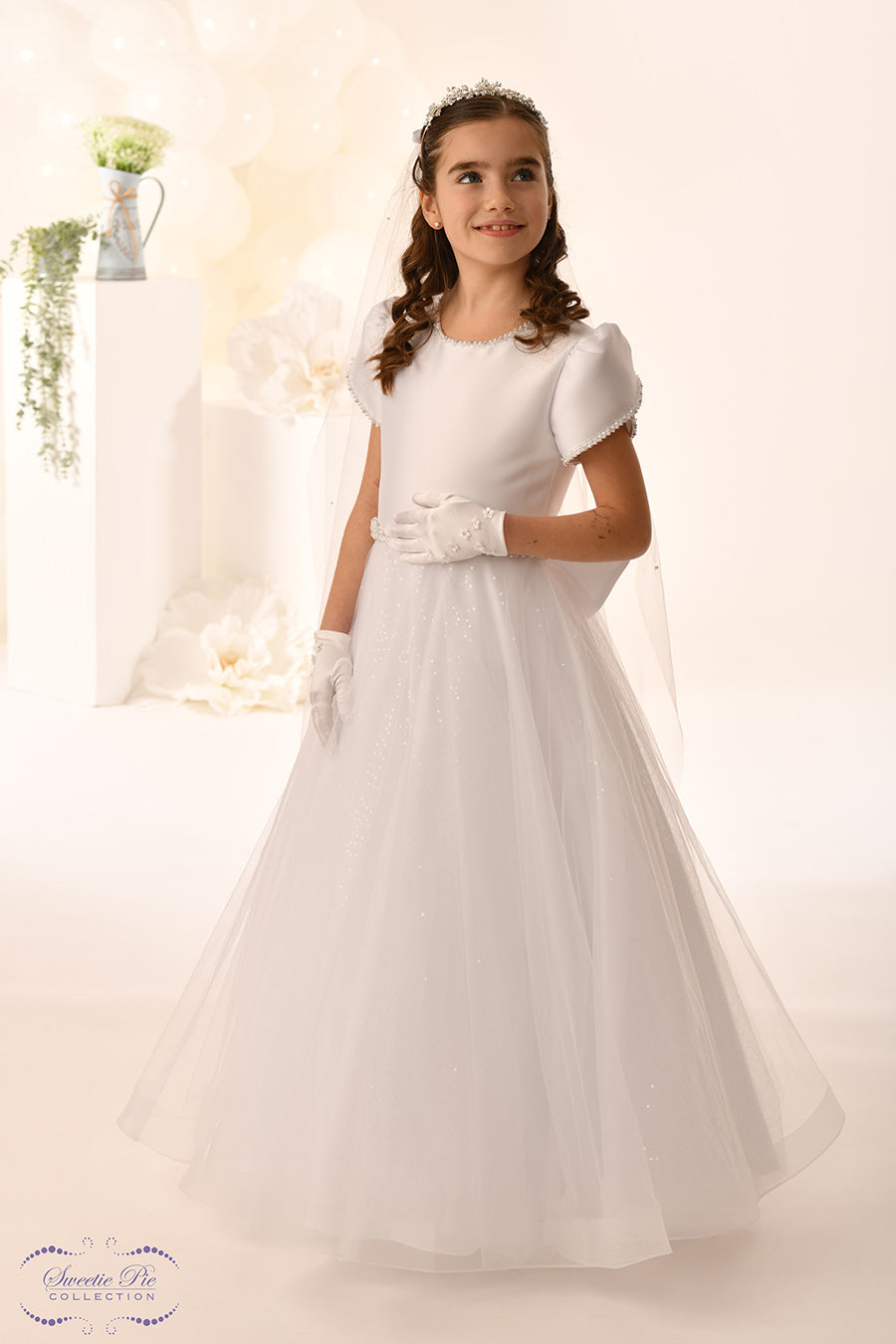 Sweetie Pie Girls White Communion Dress:- 5041