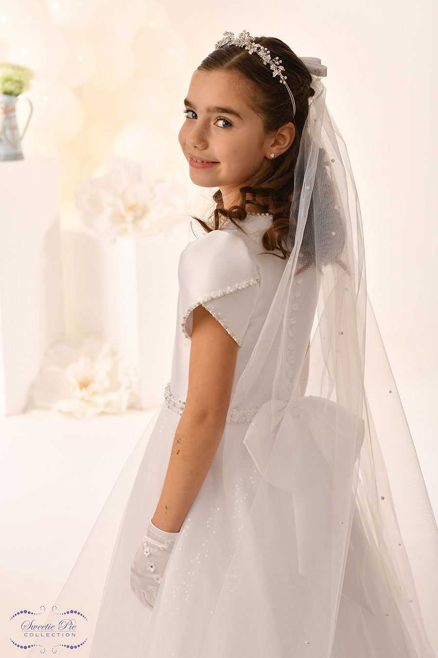 Sweetie Pie Girls White Communion Dress:- 5041