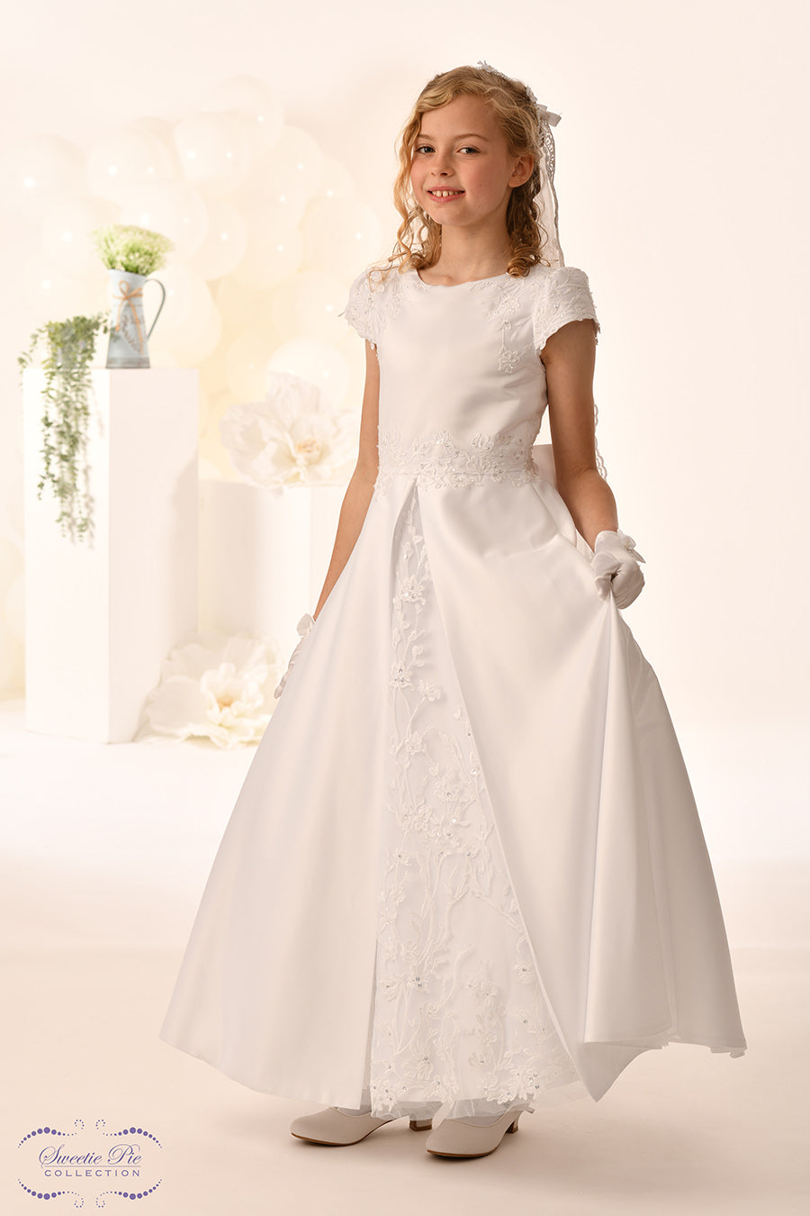 Sweetie Pie Girls White Communion Dress:- 5043