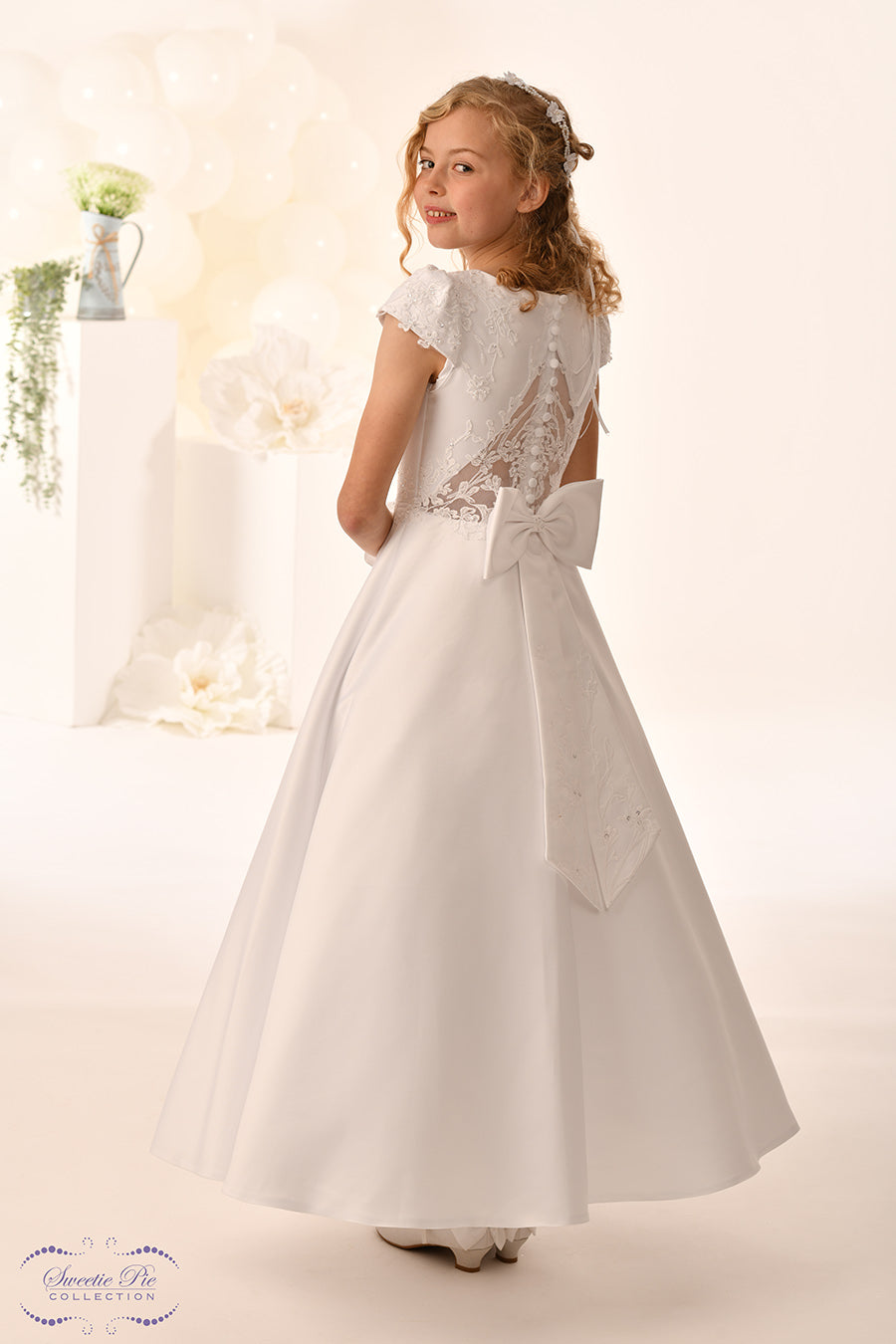 Sweetie Pie Girls White Communion Dress:- 5043