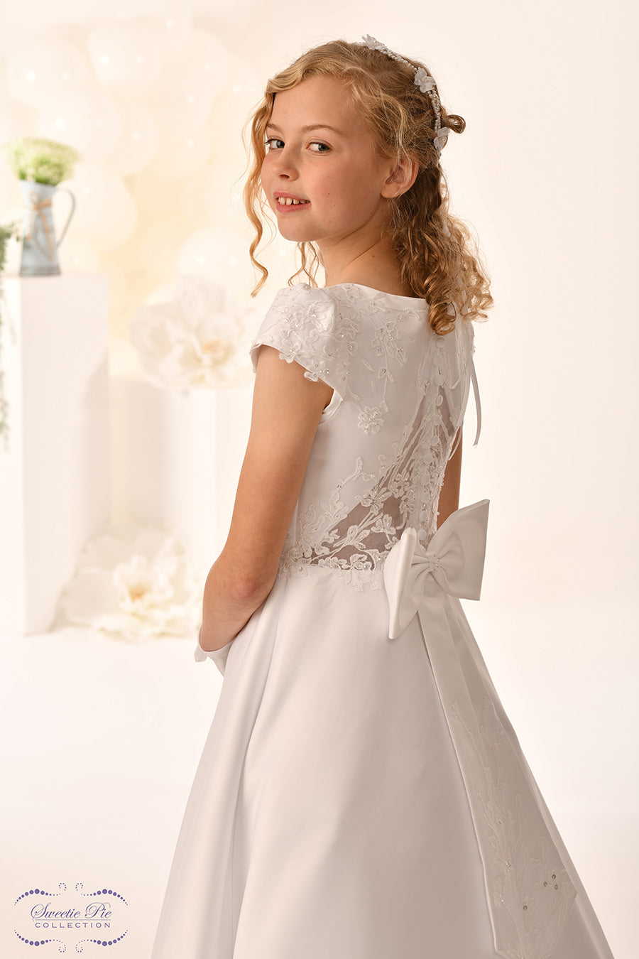 Sweetie Pie Girls White Communion Dress:- 5043