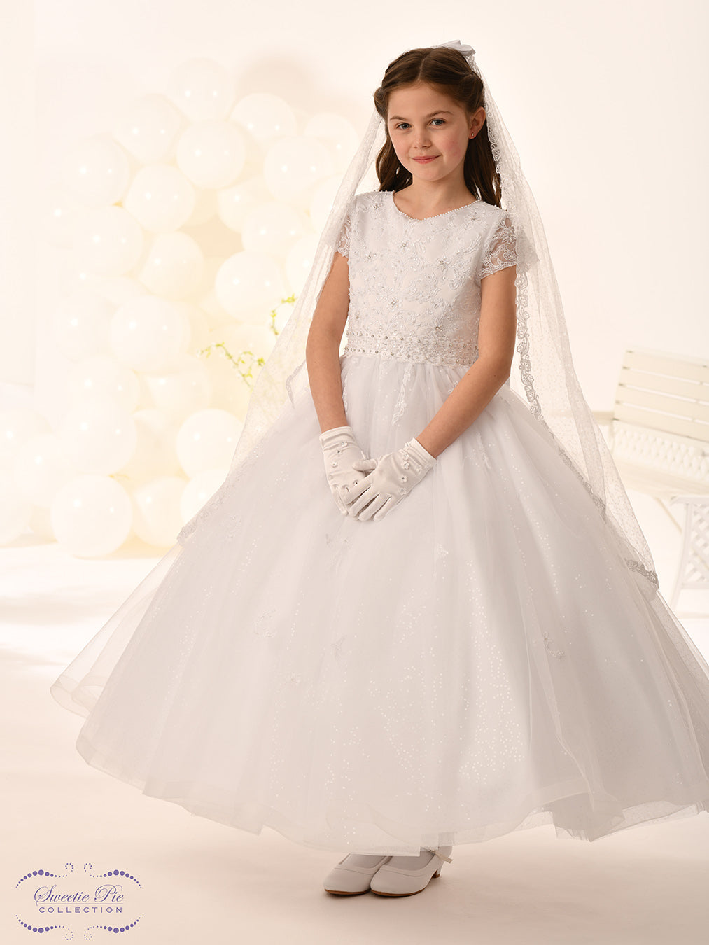 Sweetie Pie Girls White Communion Dress:- 5044