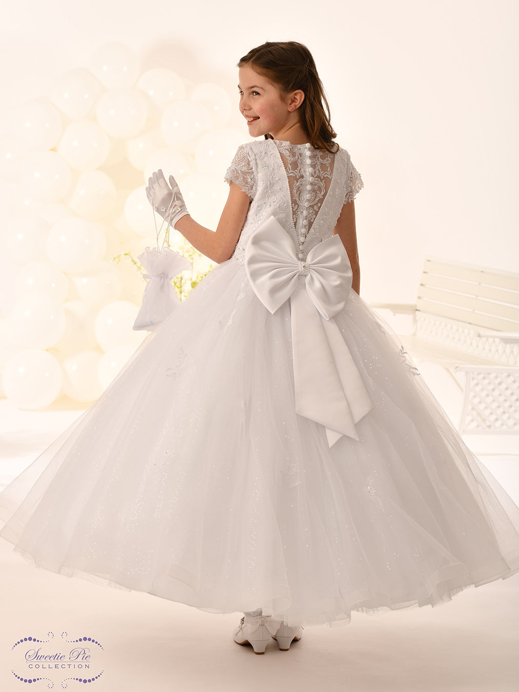 Sweetie Pie Girls White Communion Dress:- 5044