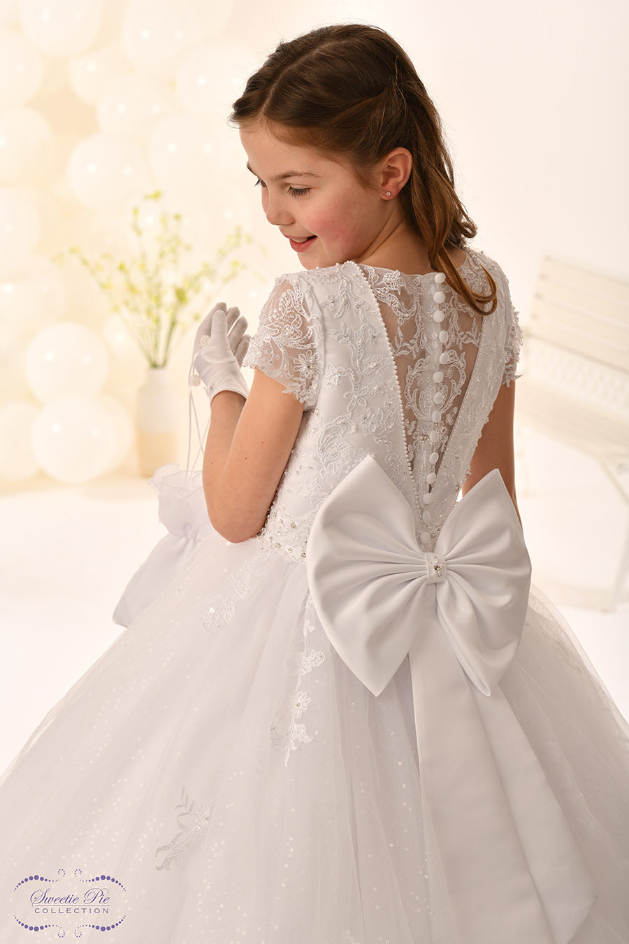 Sweetie Pie Girls White Communion Dress:- 5044