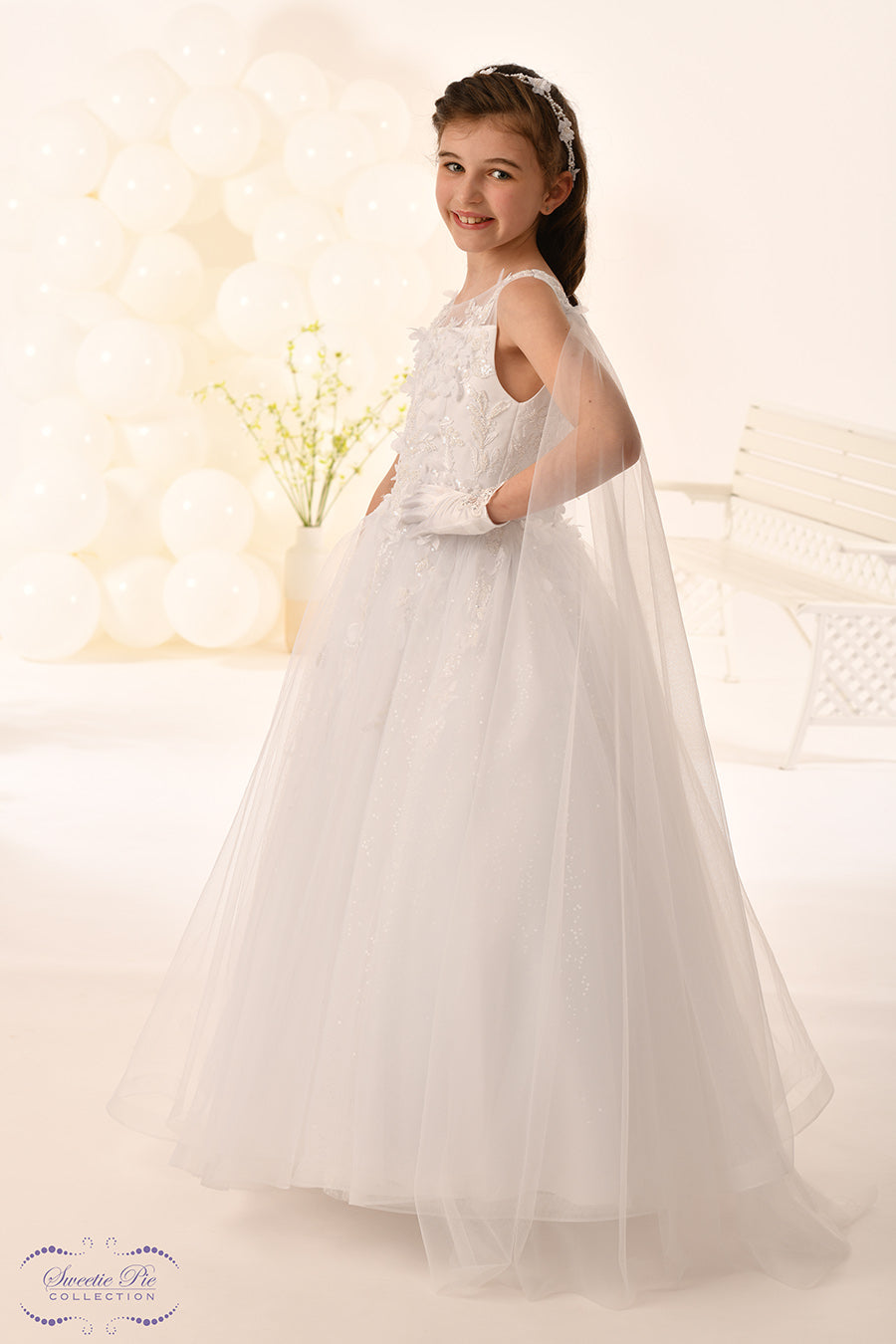Sweetie Pie Girls White Communion Dress:- 5046