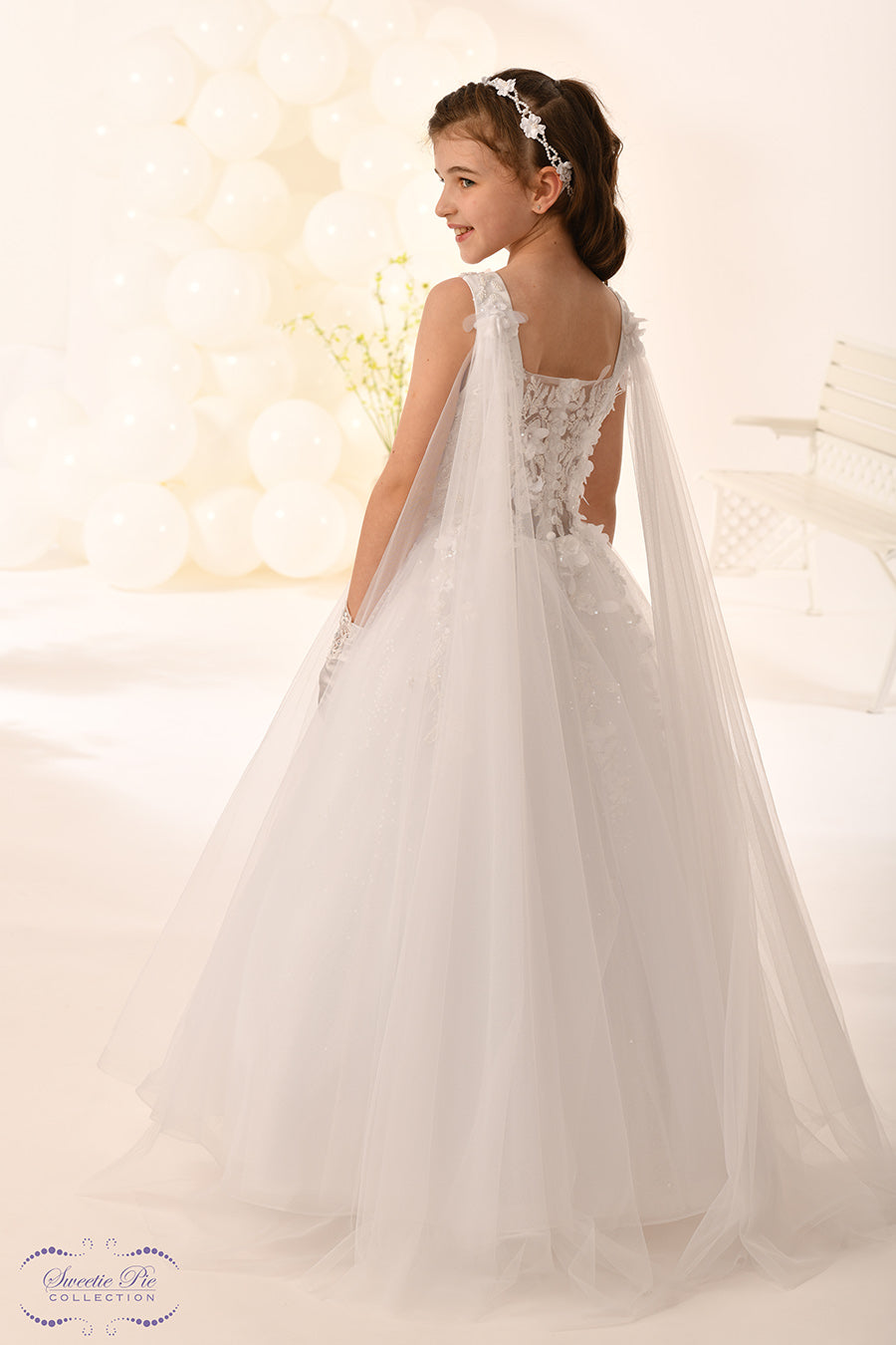 Sweetie Pie Girls White Communion Dress:- 5046