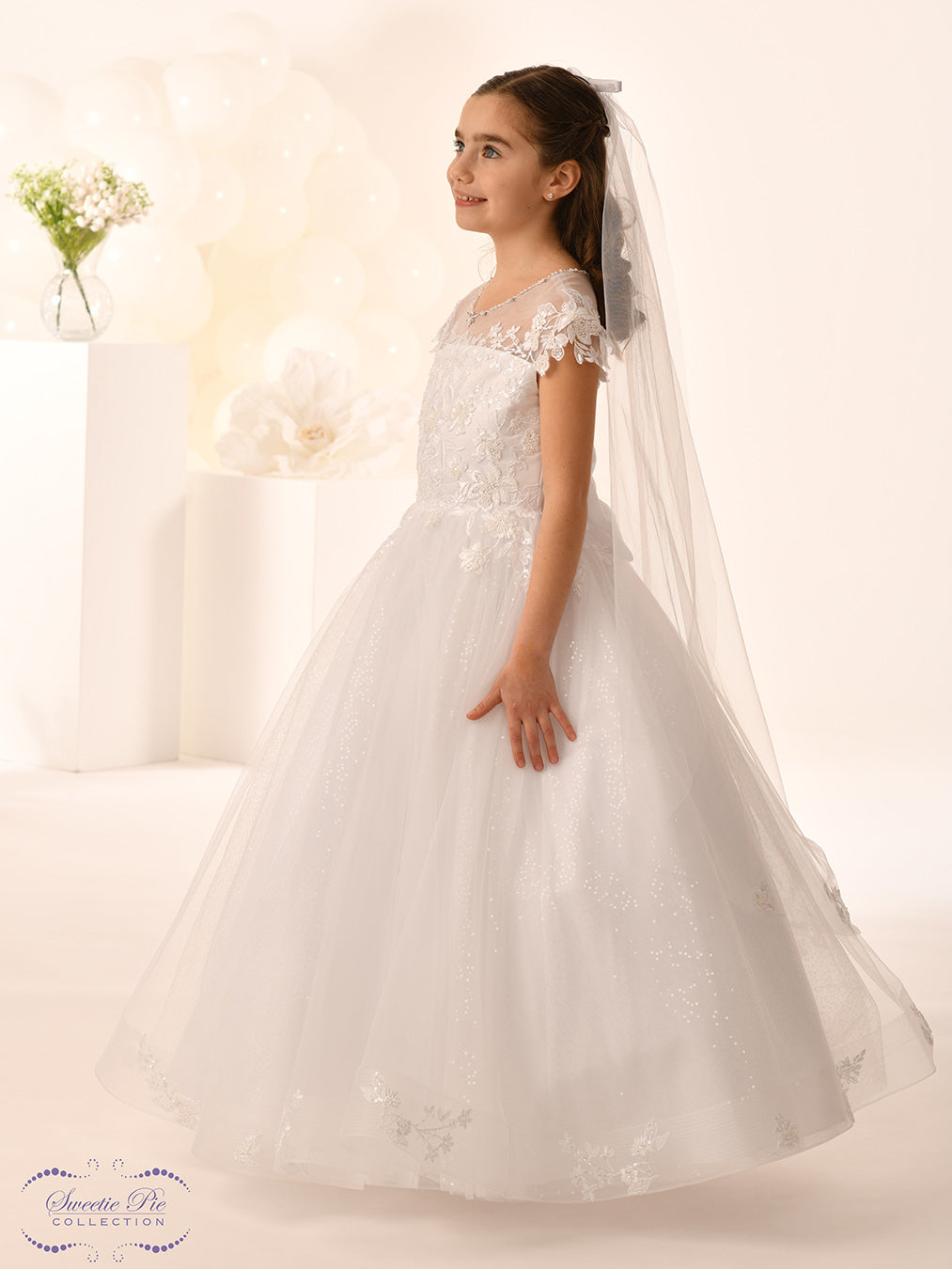 Sweetie Pie Girls White Communion Dress:- 5050