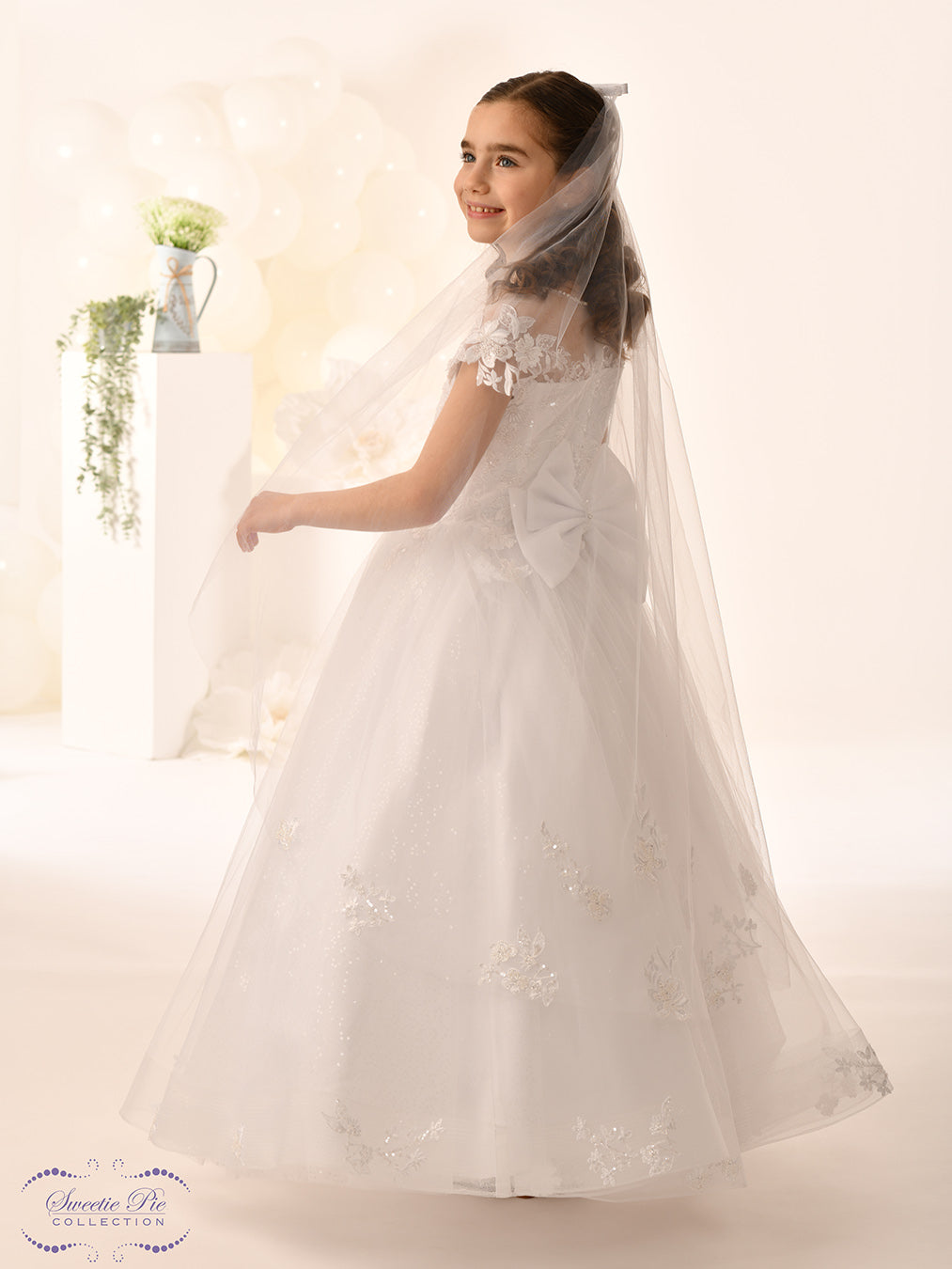 Sweetie Pie Girls White Communion Dress:- 5050