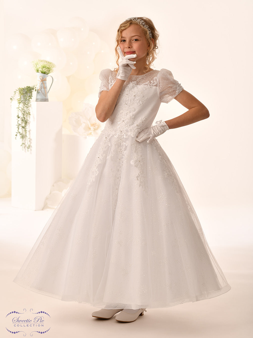 Sweetie Pie Girls White Communion Dress:- 5051